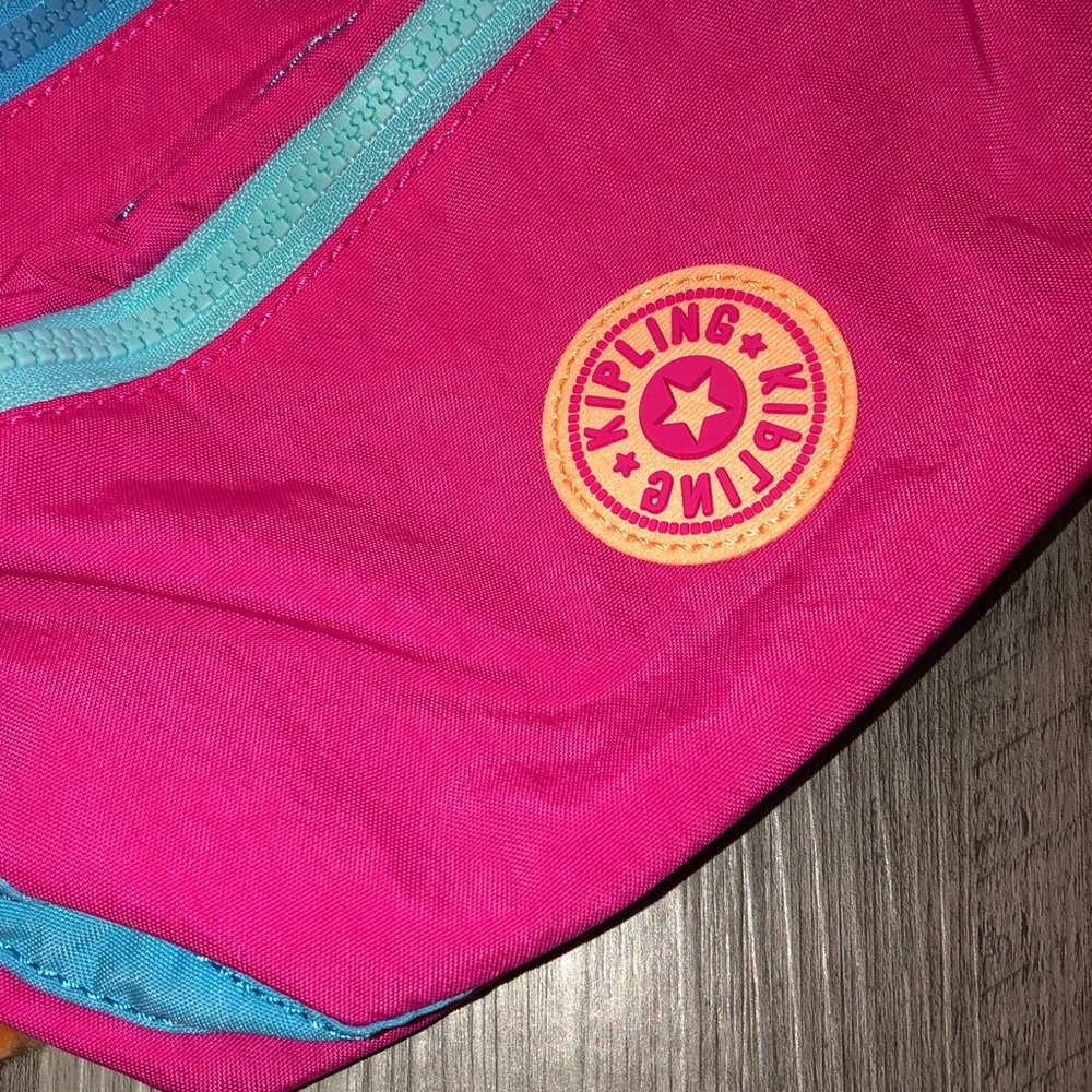 Kipling Yasemina Nylon Waist Pack Azalea Pink Color Block + Monkey Keychain NWT - Picture 7 of 16